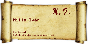 Milla Iván névjegykártya