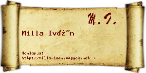 Milla Iván névjegykártya